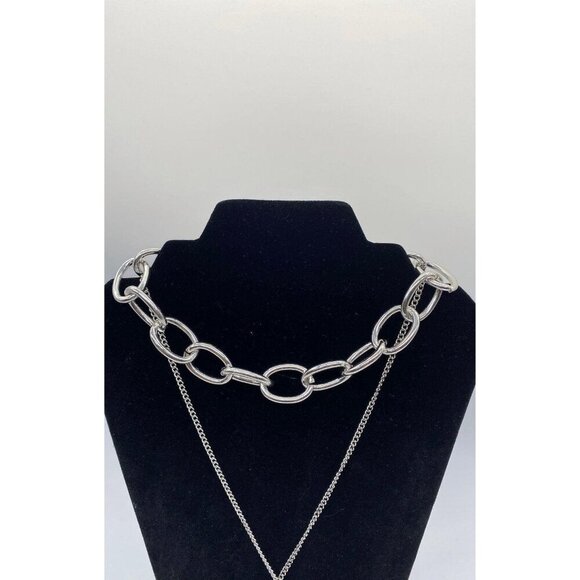 PadLock Layered Necklace Silver Tone Chain Womens Punk Jewelry - Picture 9 of 10